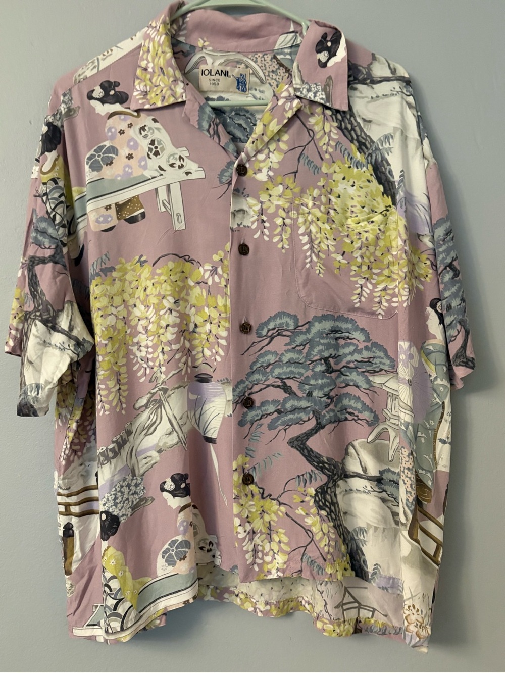 Iolani Men's Casual Button-Down Shirt - Lavender Floral Print